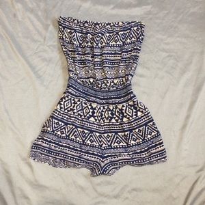 A blue/ beige romper